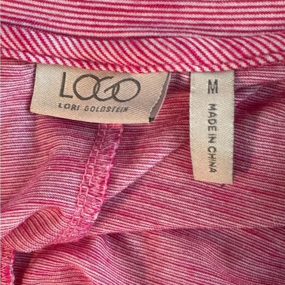 Women’s LOGO by Lori Goldstein Size Medium Pink/White Sleeveless Tunic w Pockets - Picture 8 of 9